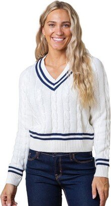 Hope & Henry Womens' V-Neck Cricket Sweater (White, Small)