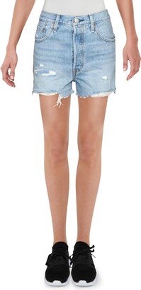 501 Womens High Rise Destroyed Denim Shorts