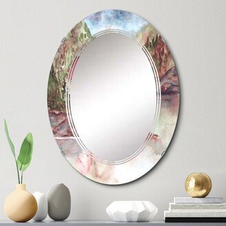 Designart 'A White House And A Forest By The Lake' Printed Lake House Wall Mirror