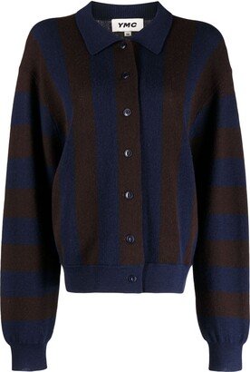 Stripe-Print Wool Cardigan