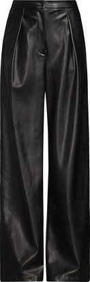 Pleated Faux Leather Pants-AA