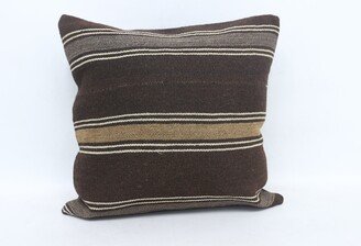 Throw Pillow Covers, Kilim Pillows, Antique Brown Cushion, Striped Cushion Case, Retro Customized Pillow, 6609