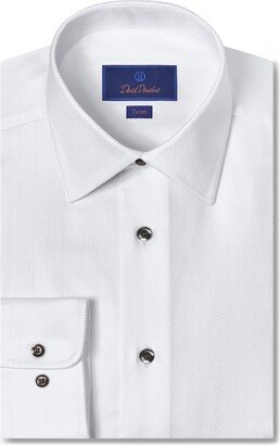 Trim Fit Solid Herringbone Dress Shirt