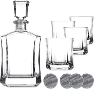 Paola 5 Piece Whiskey Set with Decanter, 4 Dof Glasses, and Whiskey Stones