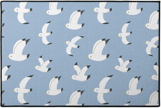 Door Mats: Seagulls In Flight - Blue Door Mat, Blue