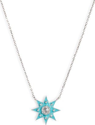 White Topaz Starburst Pendant Necklace