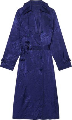 Backwrap satin-effect trench coat