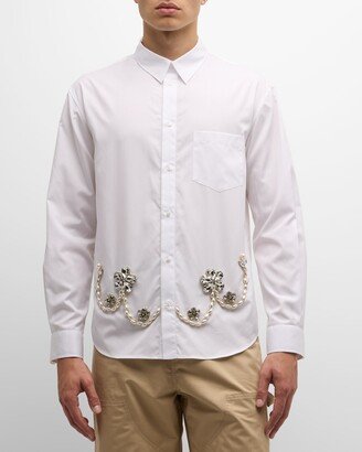 Men's Floral Crystal-Embellished Sport Shirt