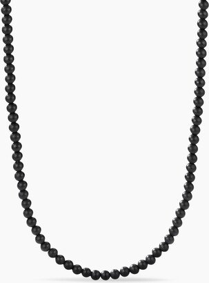 Spiritual Beads Necklace in Sterling Silver with Black Onyx Men's Size 22 IN
