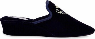 Velvet Crest Wedge Slippers