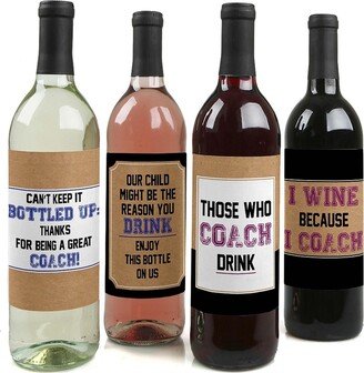 Big Dot Of Happiness Coach Appreciation 1st Day of School & Christmas Wine Bottle Label Stickers 4 Ct