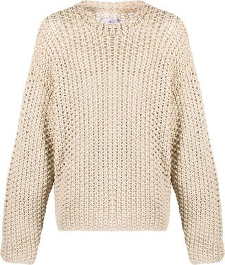 Logo-Print Long-Sleeve Macramé Jumper