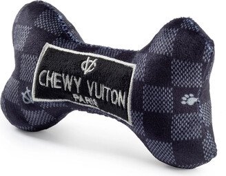 Black Checker Chewy Vuiton Bone Plush Dog Toy