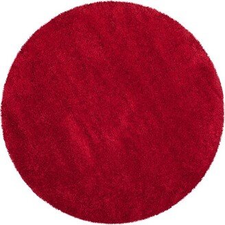 Red Solid Shag/Flokati Loomed Round Accent Rug - (3' Round