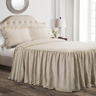 3pc California King Ruffle Skirt Bedspread & Sham Set Neutral