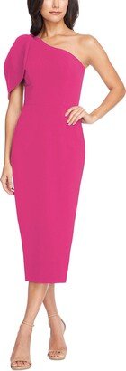 Tiffany Womens Aysymmetric One Shoulder Midi Dress