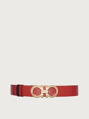 Woman Reversible and adjustable Gancini belt Lipstick red