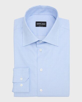 Men's Micro-Print Cotton Dress Shirt-AB