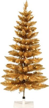 3' x 18 Gold Fir Artificial Christmas Pencil Tree, Warm White Dura-Lit® LED Lights