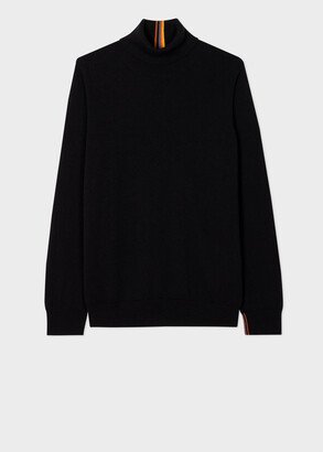 Black Cashmere 'Artist Stripe' Roll Neck Sweater