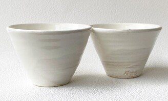 Shigaraki Yaki Japanese Sake Cup Guinomi Kumo Kasumi Made in Japan Set Of 2