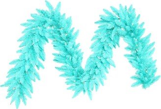 9' Aqua Artificial Christmas Garland with Aqua Dura-Lit LED lights.