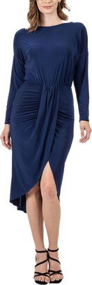 24seven Comfort Apparel Women's Long Sleeve Knee Length Dress