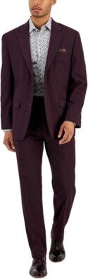 Mens Classic Fit Maroon Solid Suit Separates