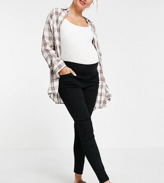 Don't Think Twice Maternity DTT Maternity Ellie underbump skinny jeans in black-AA