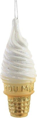 Cody Foster Holiday Ornament You Melt My Heart - 1 Glass Ornament 6.0 Inches - Soft Serve Ice Cream Ornament - Go8236 - Glass - White