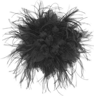 Anemone feather-embellished brooch-AA