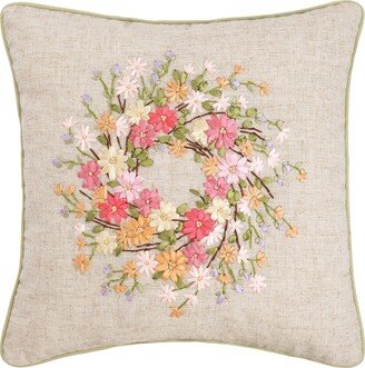 16 x 16 Zinnia Easter Wreath Spring Throw Pillow