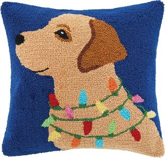 Lab & Lights Hooked Throw Pillow