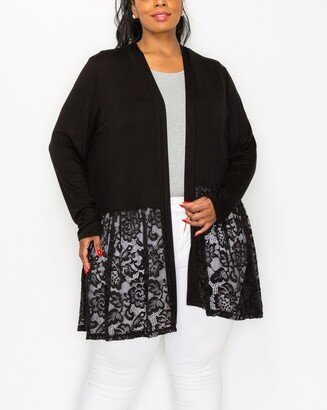 Plus Size Lace Peplum Cardigan Duster Knit Top