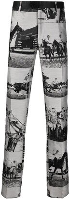 Horse-Print Slim Trousers