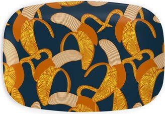 Serving Platters: Banana Wrap - Navy Serving Platter, Yellow