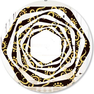 Designart 'Gold and Black Swirl II' Printed Modern Round or Oval Wall Mirror - Whirl