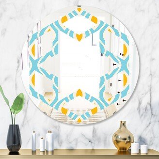 Designart 'Retro Pattern Abstract Design I' Printed Modern Round or Oval Wall Mirror - Hexagon Star