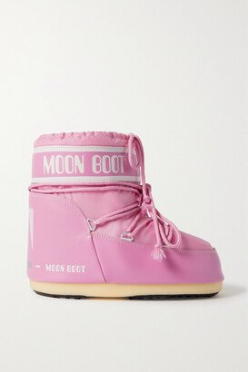 Icon Low Shell And Faux Leather Snow Boots - Pink