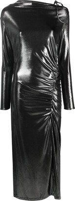 Bimba y Lola Metallic-Effect Gathered Midi Dress