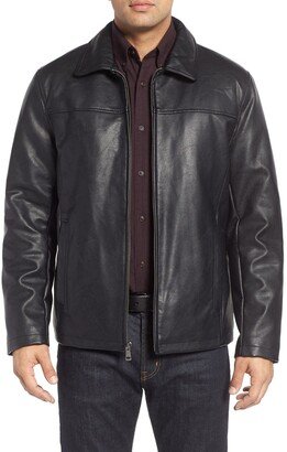 Collared Open Bottom Faux Leather Jacket