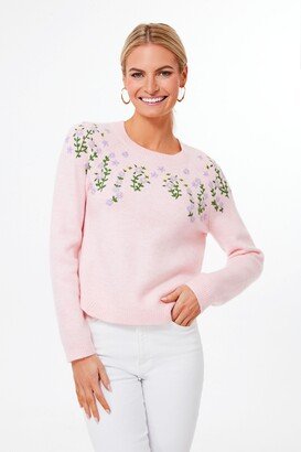 Hyacinth House Pink Floral Embroidered Lilah Sweater