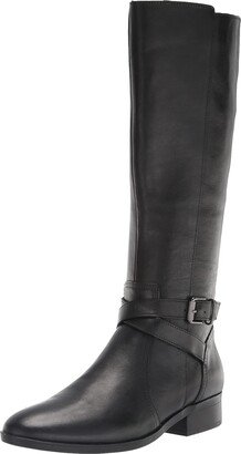 Womens Rena Knee High Riding Boot Black Leather 7 W