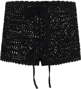 Crochet Drawstring Shorts-AC