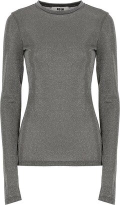 Long-Sleeved Crewneck Metallic Jumper