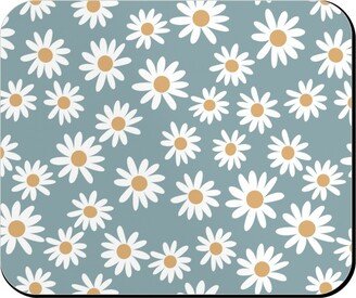 Mouse Pads: Daisies Mouse Pad, Rectangle Ornament, Blue