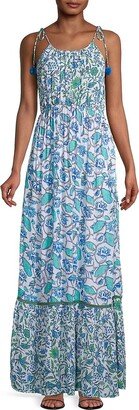 Celina Moon Floral Tie-Shoulder Maxi Dress