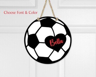 Soccer Sign, Personalized Name Sports Decoration, Kids Room Signs, Locker Round Sign