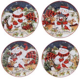 Magic of Christmas Snowman 4 Piece Dessert Plate