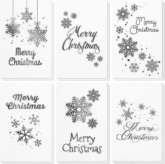 Best Paper Greetings 48-Pack Merry Christmas Greeting Cards Bulk Box Set - Winter Holiday Xmas Greeting Cards in 6 Silver Foil Designs, Envelopes Included, 4 x 6 inches